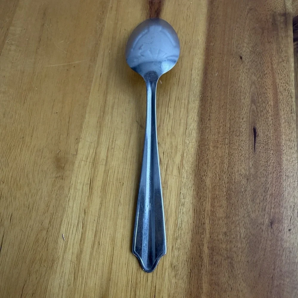 WB/W Stainless‎ Steel Ribbed Handle Spoon Art Deco Replacement Dining